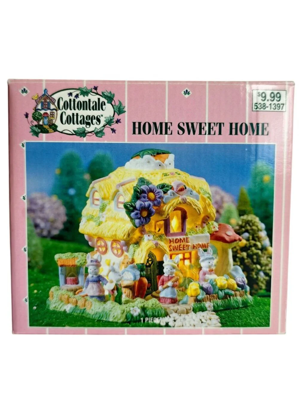 Cottontale Cottages Home Sweet Home Hand Painted Porcelain 1998 Light-Up Easter